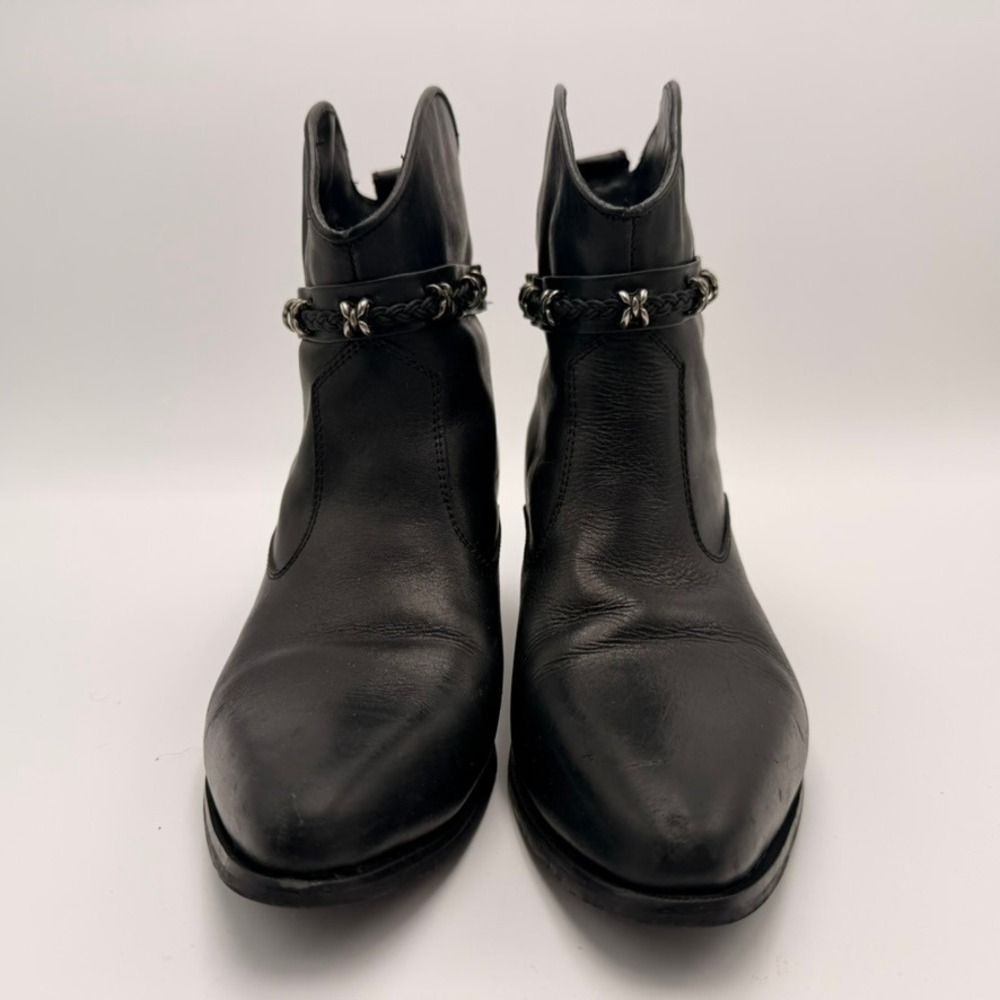 Dingo Leather Western‎ Ankle Boots Womens 8.5 Black Braided Strap DI02320 - Picture 2 of 6